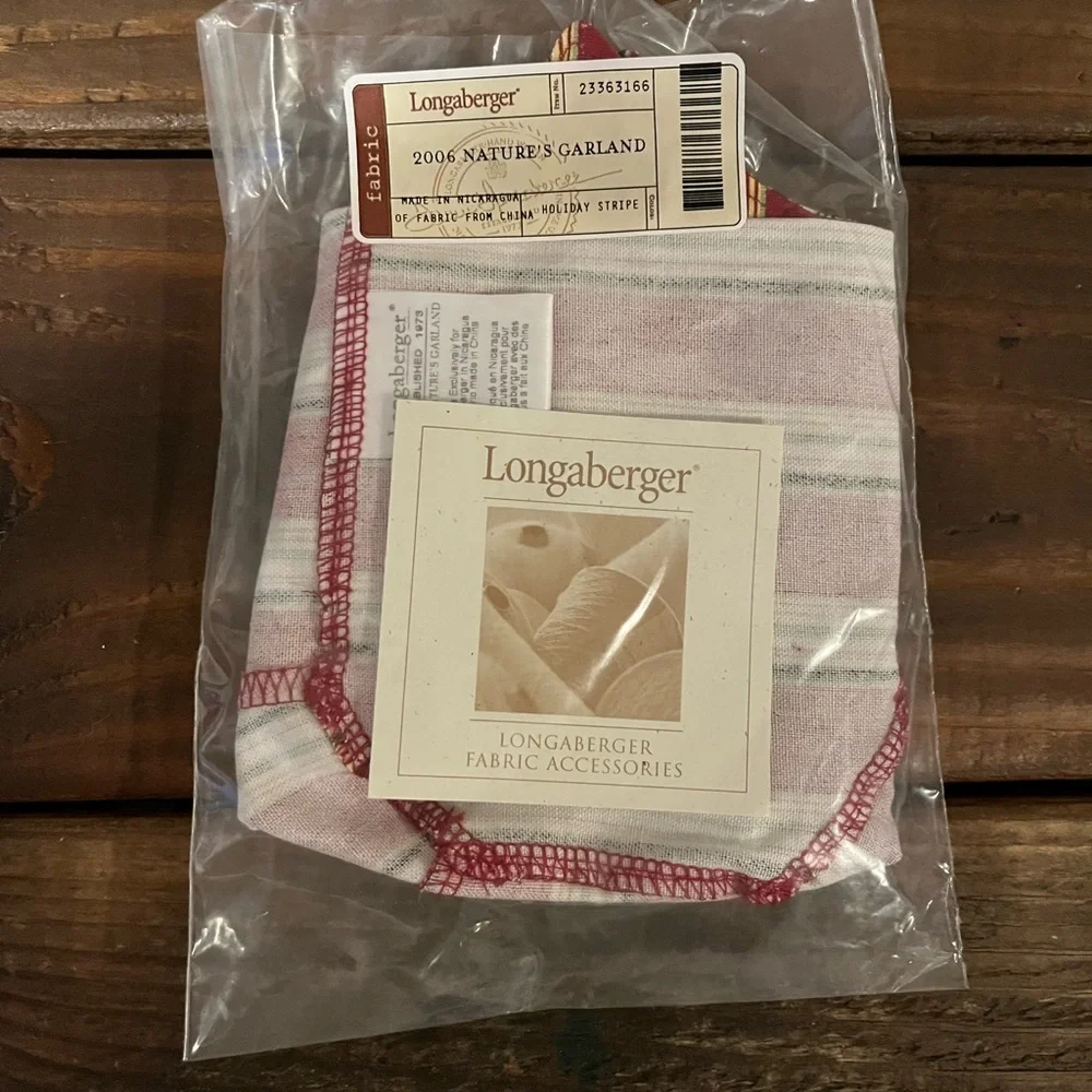 Longaberger ‘06 Christmas Customer Natures Garland Basket Stripe Liner Rectangle